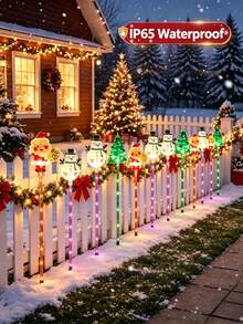 Christmas Solar Stake Lights, Santa Claus Snowman Christmas Tree Shaped LED Yard Lights, 8 Lighting Modes, IP65 Waterproof, Auto On At Dusk, Solar Powered Outdoor Christmas Decoration, Suitable For Garden Lawn Yard Patio - Multicolor - View 8