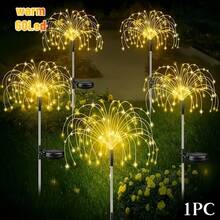 Solar Powered Fireworks Lights Outdoor Garden Decor, Support Warm And Colorful Light Effects, Available In 1PC 60LEDs And 4pcs 240LEDs, Fireworks Radiating Shape With Dense LED Beads, Solar Powered Day Charging And Automatic Night Lighting, Suitable For Garden Lawn Patio Fence Trees, Christmas New Year Party Camping Wedding Landscape Atmosphere Lighting - Solar Fireworks Light - View 13