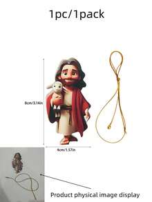 1pc Cute 2D Acrylic Jesus Pendant, Unisex, Cute Cartoon Jesus Decorative Pendant, Suitable For Home Decor, Christmas Decor, Room Decor, Backpack Charm, Car Charm, Keychain, Perfect Gift For Family And Friends - Multicolor - View 11