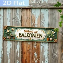 2D Flat, 1pc Vintage Metal Decorative Sign - "Welcome To Balconia" Plaque, Retro Style Wall Art, Suitable For Home, Club Or Street Decor, 4x16 Inches, Valentine's Day Metal Decoration (Random Style) - A - View 5