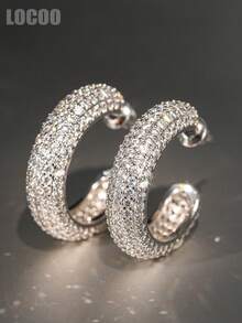 1 Pair Elegant Cubic Zirconia Earrings For Women, Wedding, Engagement, Party Jewelry, Valentine's Day Gift - 1# - View 5