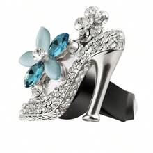 1pc Shiny Crystal High Heel Car Air Vent Clip, Crystal Handbag Car Fragrance Air Vent Clip Pendant, Rhinestone Diffuser Air Vent Clip, Shiny Car Air Conditioner Decoration, Exquisite Christmas Gift, New Year Gift, Exquisite Gift For Friends - Rhinestone Air Vent Ornament - View 3