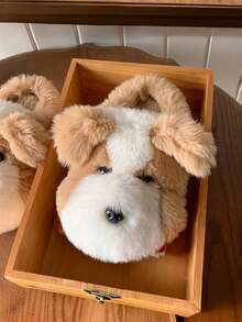 2026 New Winter Thermal Lined Warm Cute Cartoon Dog Fur Home Thermal Slippers - Khaki - View 6