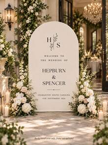 Customized Wedding Arch Fabric Decor Cover, Personalized Photo/Name/Date/Text, Polyester Double-Sided Stretch Backdrop, Party Decoration, Wedding Welcome Sign, Bridal Shower Gift, No Power Required, Suitable For Wedding, Birthday, Party - Multicolor - View 8