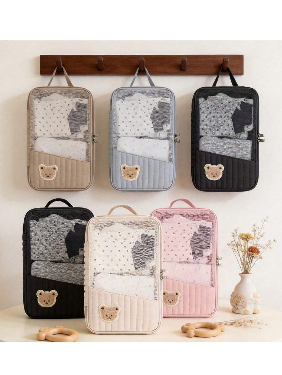 1pc Baby Clothes Storage Bag, Large Capacity Dirty Laundry Organizer, Maternity & Baby Travel Compartment Liner - Bear - View 1