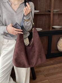 New Solid Color Diamond Quilted Minimalist Retro Women's Shoulder Bag - A - View 6
