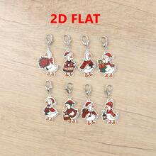 2D Flat 8pcs Acrylic Christmas Goose Keychain Set Gift, Santa Claus Costume And Red Lipstick Elements, Vintage Holiday Cartoon Style Decoration, Suitable For Backpack, Christmas Tree And Car Decoration, Fun Birthday Christmas Holiday Gift - Multicolor - View 12