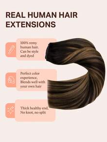 DOORES Halo 真人髮接髮 隱形鋼絲設計附透明髮箍，真 Remy 髮 無縫可調尺寸 可拆卸夾式 12-22 英吋 - S1B/6/1B - 查看 2