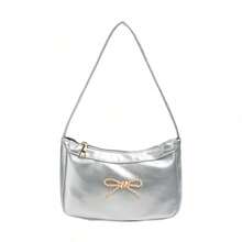 Tas Bahu Baru dengan Hiasan Pita yang Cantik, Tas Tangan Kain PU Lembut Motif Leci untuk Anak Perempuan, Tas Kecil Serbaguna untuk Dibawa, Tas Bahu untuk Pemakaian Sehari-hari - A - View 10