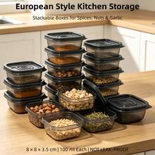 100ml Mini Square Storage Box, Smooth Inner Wall With No Dead Corners, PP Container, Storage For Spices, Garlic, Baby Food, Refrigerator Organizer - Multicolor - View 10