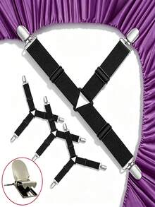 4pcs Triangle Quilt Clips, Adjustable Elastic Band With Metal Clips, Invisible Non-Slip Buckle, Quilt Clips, Sofa Cushion, Home Bedding, White, Home Decor, Octopus Brothers, Bedroom, Bedroom Decor & Accessories, Room Supplies - A - View 12