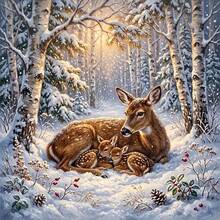 New 5D DIY Diamond Painting Kit - Snowy Plum Deer, Round Full Drill Acrylic Artwork, Living Room, Bedroom, Home Decor Handmade Painting, Christmas Gift, Suitable For Beginners, Frameless - View 10