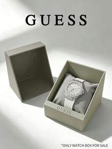 GUESS Premium Textured Watch Gift Box, Beveled Design Packaging Box With Velvet Pillow, Suitable For Watch Storage And Luxury Gifting - Grey - View 4