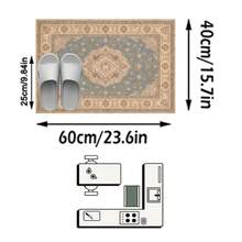 1PC Rose Floral Pattern Faux Cashmere Machine Washable Area Rug, European Pastoral French Classical Romantic Rectangular Soft Carpet, Living Room Bedroom Home Decor, All Season Use, Aesthetic Home Decoration - Multicolor - View 17