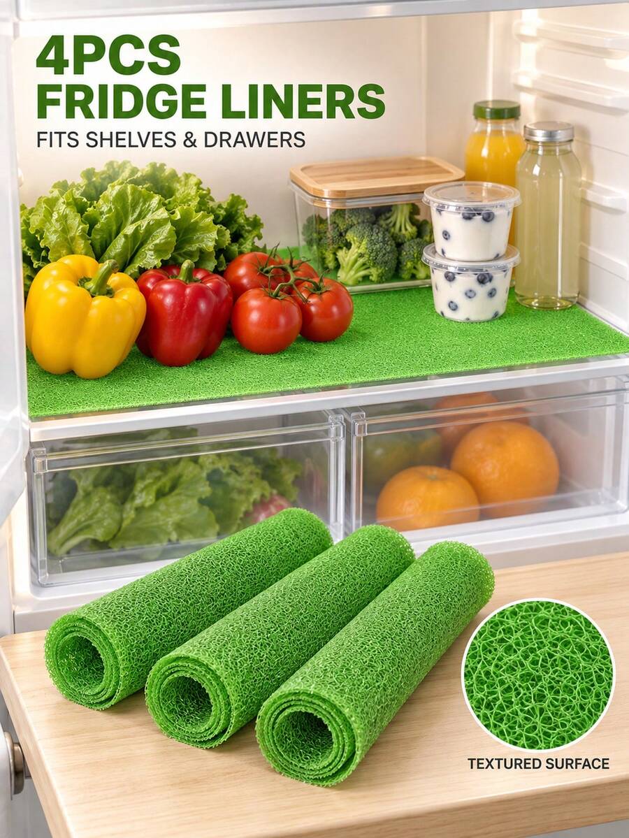 4/3/2/1pc Washable Refrigerator Liner Mat, Breathable Cuttable Fridge Drawer Mat, Reusable Perforated Shelf Liner, Suitable For Fruit & Vegetable Storage, Kitchen Cabinets, Storage Cabinets, Drawers And Home Organization, Easy To Clean Kitchen Accessories - Multicolor - View 1