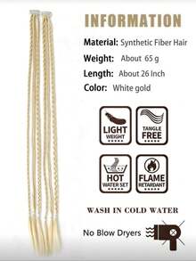 Ladies' Braided Wig, Three-Strand Braid, A Pair Of Natural, Stylish, And Unique Teardrop-Shaped Hair Clips For Braiding - Multicolor - View 5