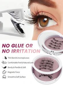 MAANGE 2 Pairs CC Curled Magnetic False Eyelashes Set, With Reusable Eyelash Applicator, No Glue Needed, Cartoon Style False Eyelashes, 1 Eyelash Applicator, Perfect Fit For Eye Contour, Natural Cartoon Style False Eyelashes, Mixed Design, 3D Thick False Eyelash Strips, Create Charming Lifted Eye Makeup, Eyelash Extension Set, Women's Gift, Summer Travel Essential (First-Time Wear Of Magnetic False Eyelashes May Require Multiple Attempts) - Multicolor - View 7