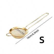 1/3pcs Stainless Steel Kitchen Flour Sifter, Residue Filter, Multi-Functional Kitchen Tool, Suitable For Juicing, Tea Filtering, Flour, Soy Milk, Etc. Kitchen Accessories, Powdered Sugar Tea Fine Mesh Strainer, Japanese Matcha Powder Sifter. - Gold - View 16