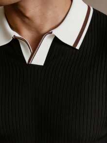 ALTZTAR Men's Colorblock Casual Versatile Daily Wear Knit Top - Black - View 4
