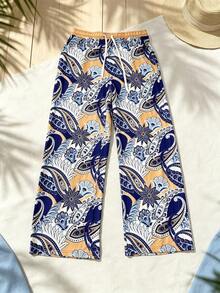 Men's Hawaiian Style Loose Drawstring Wide Leg Pants - Multicolor - View 3