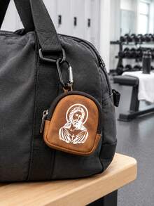 Mini Zipper Wallet With Jesus Design (With Snap Closure), Portable PU Leather Headphone Pouch, Small Key And Card Holder, Original Coin Purse, Zipper Earphone Storage Bag, Key Holder And Keychain Accessories - Multicolor - View 1