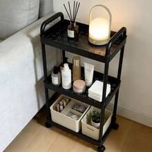 3/4-Tier Mobile Storage Cart With 4 Smooth Rolling Wheels, Multi-Layer Storage Rack, Suitable For Office, Bedroom And Bathroom, Space-Saving Practical Mobile Storage Cart, Easy To Clean White Plastic Storage Rack, Can Be Used For Storing Cans - Multicolor - View 8