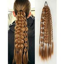 Fake Braided Hair Extensions Lantern Bubble Twist Ponytail Fashion Hot Girl Twisted Boxing Braids Hair Scrunchie Hair Accessory - Black - View 10