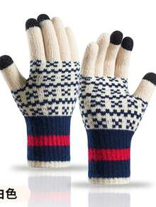Warm Jacquard-Knit Gloves,Winter Clothes For Women And Men,Soft Knit Texture With Touchscreen-Compatible Fingertips. A Perfect Gift For Halloween Or Christmas; And Ideal For Daily Outdoor Activities In Autumn And Winter, Such As Commuting Or Cycling. - Multicolor - View 8