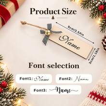 Custom Bow Bell Stocking Tag, Personalized Christmas Ornament, Farmhouse Christmas Tree Decoration, Customized Name Wooden Hanging Tag For Mantel Stockings, Customizable Holiday Party Decor, Festive Gift For Family Friends, Christmas Gift 2026 - Multicolor - View 2