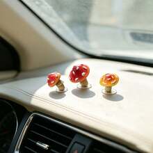 Cute Mushroom Mini Figurine, Car Dashboard Decor Ornament For Center Console, Screen, Window, Or Door Side Display - A - View 6
