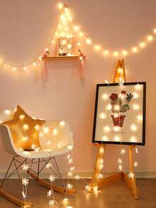 1pc 8 Lighting Modes USB Power Supply Christmas Decoration Snowflake LED Light String, Holiday Party Wall Decor, Christmas Decoration Light String - Transparent Snowflakes - View 8