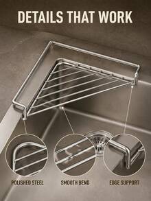 1/2pcs Stainless Steel Sink Drain Rack, Triangle Sink Storage Box, Space-Saving, For Holding Sponges, Dish Soap, Dishcloths, Brushes, Sponges, Kitchen Countertop Organizer, Home Kitchen Supplies - View 3