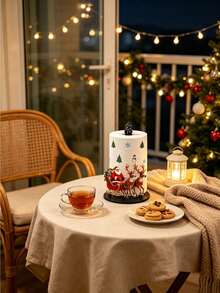 2D Flat Santa Claus Red Sleigh & Colorful Lights Reindeer Print Paper Towel Holder, Acrylic Material Vertical Roll Paper Storage Rack, Kitchen Dining Table Decor Ornament, Easy Installation, Suitable For Christmas Party Home Room Decoration (Paper Towels Not Included) - Multicolor - View 3