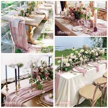 Dusty Pink 10Ft Cheesecloth Table Runner Boho Gauze Rustic Cheese Cloth Long Romantic Table Runner For Wedding Bridal Shower Birthday Party Table Decor - Multicolor - View 9