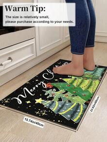 1/2pcs Christmas Kitchen Decor Rug, Christmas Tree Pattern Design, Winter Kitchen Rug And Mat, Non-Slip Washable Absorbent Kitchen Accessories Decor Mat, Christmas Holiday Gift! - Multicolor - View 15
