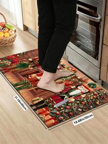 1/2pcs Christmas Kitchen Decor Rug, Christmas Nutcracker Design, Winter Kitchen Rug And Mat, Non-Slip Washable Absorbent Kitchen Accessories Decor Mat, Christmas Holiday Gift! - Multicolor - View 14
