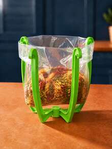1pc Foldable Storage Bag Holder, Create A Tidy Kitchen, Easy Four-Corner Support, Suitable For Food Sealing Bags And Trash Bags, Easy To Fold And Store - Multicolor - View 4