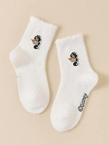 Disney Princess Socks 1/5/10 Grils Warm Fluffy Socks, Soft Fuzzy Cozy Mid-Calf Socks, Breathable Plush Lining Sleep Socks For Cold Weather - Multicolor - View 12