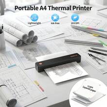 RONGTA F11B Pocket-Sized Inkless Printer for Home, Office, and School Use - No Ink Cartridges Needed, Supports Both A4 and 8.5x11 Inch Letter Size Thermal Paper, Wirelessly Connects to Phone, Laptop, or Pad for Easy Printing, Including 10 PCS Thermal Paper - Schwarz - Übersicht 7