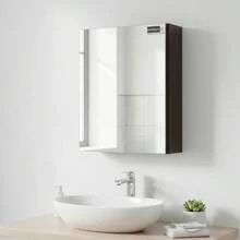 Botiquín Organizador con Espejo de 27 * 37 * 12 cm, Gabinete de Pared con Espacio de Almacenamiento para Baño, Varios Colores Disponibles - Marrón Chocolate - Ver 3