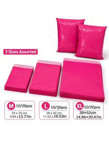 10/20pcs Rose Red Polyethylene Courier Bags, M L XL Mixed Sizes, Self-Adhesive Seal Mailing Bags - Multiple Styles - View 1