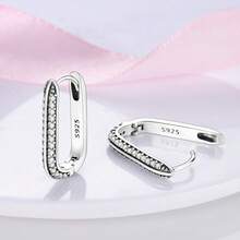 1 Pair S925 Sterling Silver Geometric Hoop Earrings, Heart, Twisted, Rhinestone Hollow Out Multi-Style, Minimalist High-End Texture, Hypoallergenic Skin-Friendly, Versatile Daily Commute Wear, Women's Luxury Earrings, Comes With Exquisite Gift Box, Suitable For Personal Use And Holiday Gifts - Multicolor - View 2