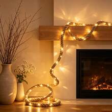 A Modern-Style Decorative String Light Featuring DIY Jute Rope Accents; Suitable For Indoor Decor And Craft Projects, As Well As For Bedrooms, Living Rooms, Gardens, Parties, Weddings, Halloween, And Christmas Celebrations. - Warm Light - View 3