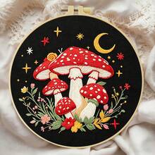 1PC 20*20cm/7.9*7.9in,Beautiful Mushrooms Embroidery Kit, DIY Handmade Embroidery Set For Adult Beginners, Home Gift, Women's Sewing Gift, Including User Manual, Printed Pattern Fabric, Embroidery Frame, Needle And Thread. - 20*20cm/7.9*7.9in - View 13