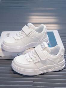 Children's Student Flat Board Shoes Magic Tape Classic Sports Shoes Campus White Shoes - White - View 4