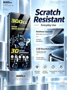 2PCS 300CC Premium Crystal HD Tempered Glass Screen Protector, Gaming Grade Anti-Static Oleophobic Coating, Shatterproof Full Coverage Phone Protector Fiilm Compatible With IPhone Duo 18 Pro Max 17 16 15 14 13 Anti Fingerprint And Anti Stain. Anti Shatter Reinforced Edges, Full Coverage, Fully Protecting Your Screen - Clear - View 5