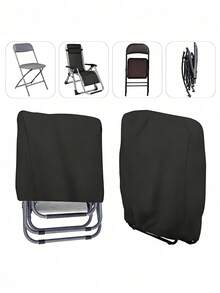 1 buah Sarung Kursi Lipat Luar Ruangan Tahan Cuaca, Dengan Kantong Gesper Tali Serut, Pelindung Kursi Lipat Tahan Air dan UV, Cocok untuk Furnitur Taman dan Teras, Penggunaan Sepanjang Musim, Sarung Kursi Luar Ruangan - A - View 2