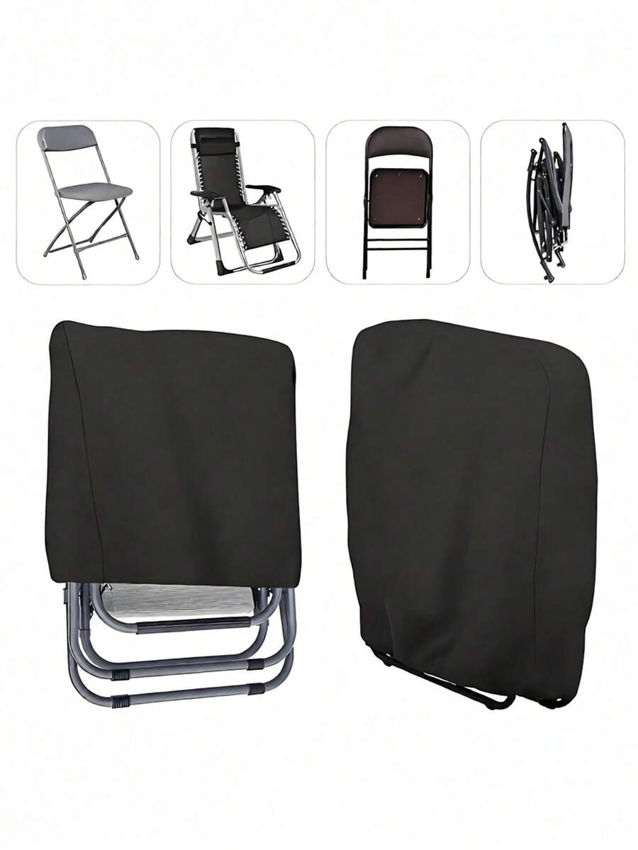 1 buah Sarung Kursi Lipat Luar Ruangan Tahan Cuaca, Dengan Kantong Gesper Tali Serut, Pelindung Kursi Lipat Tahan Air dan UV, Cocok untuk Furnitur Taman dan Teras, Penggunaan Sepanjang Musim, Sarung Kursi Luar Ruangan