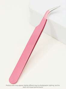 Rose Red Simple Eyelash Tweezers, Straight And Curved Head Design, Two Tweezer Head Options, Fine Design, Easily Meets Various Needs. Thickened Steel, High Hardness, Good Elasticity, Durable. Equipped With A Protective Cap To Prevent Hand Injury - Hot Pink - View 8