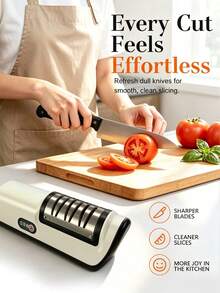 TOUCHBeauty 1pc USB‑Rechargeable Electric Knife Sharpener, Multifunctional Kitchen Sharpening & Polishing Tool, Non‑Slip Design For Steel & Ceramic Knives, Scissors, Home Kitchen Accessories - Multicolor - View 9